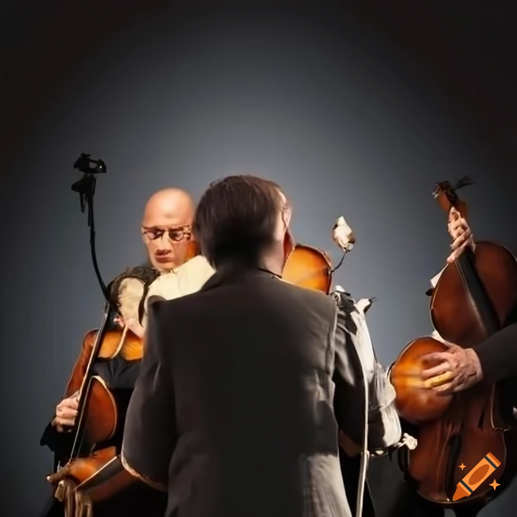 Orchestra director conducting a folk band