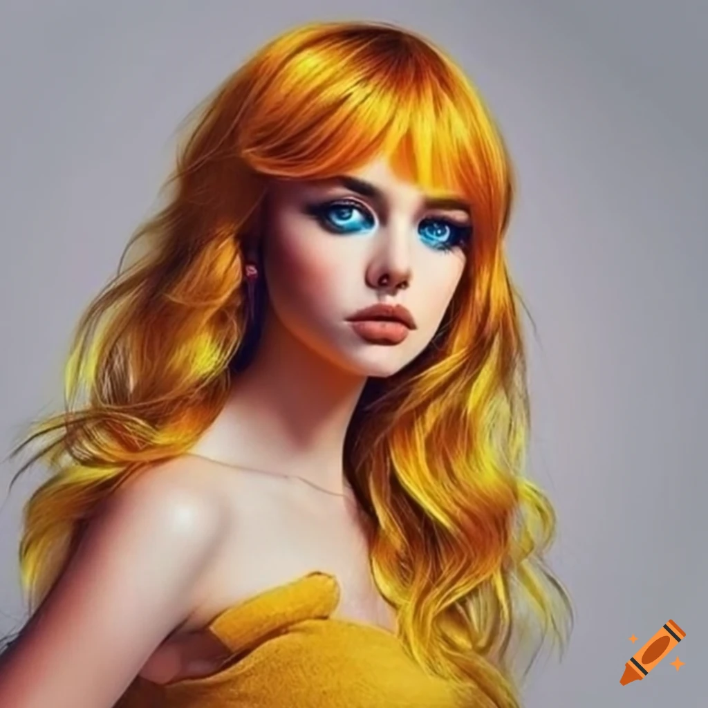 woman with blue eyes and wavy yellow hair