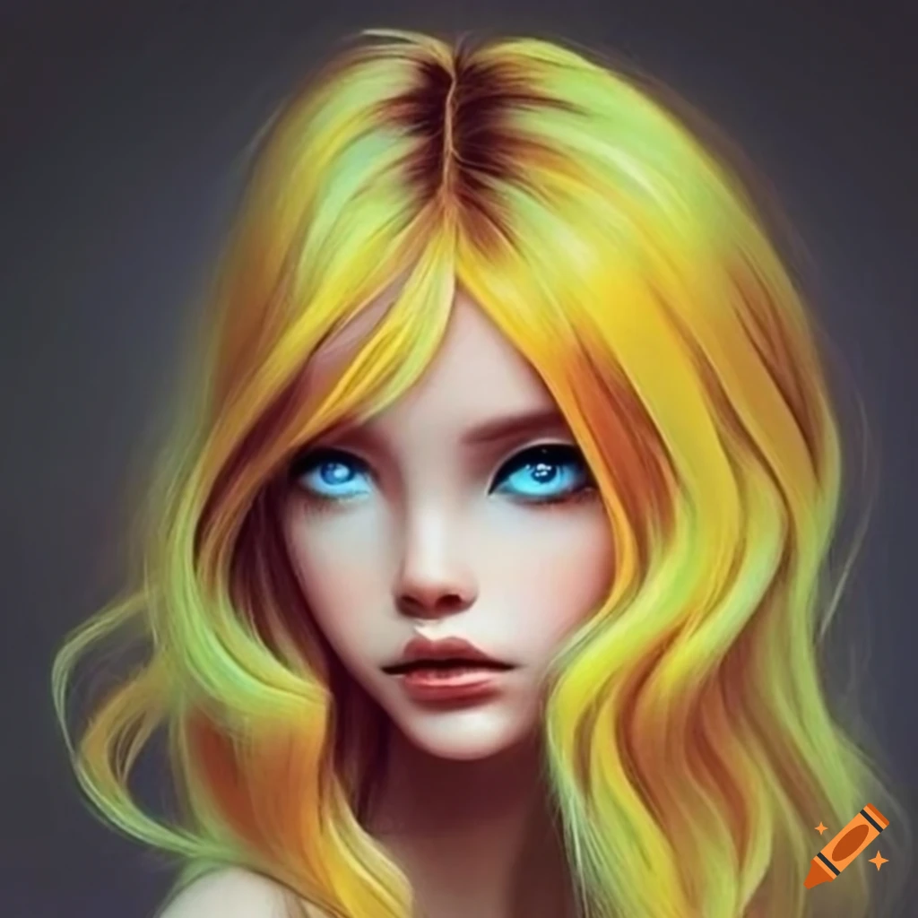 portrait of a woman with blue eyes and wavy yellow hair
