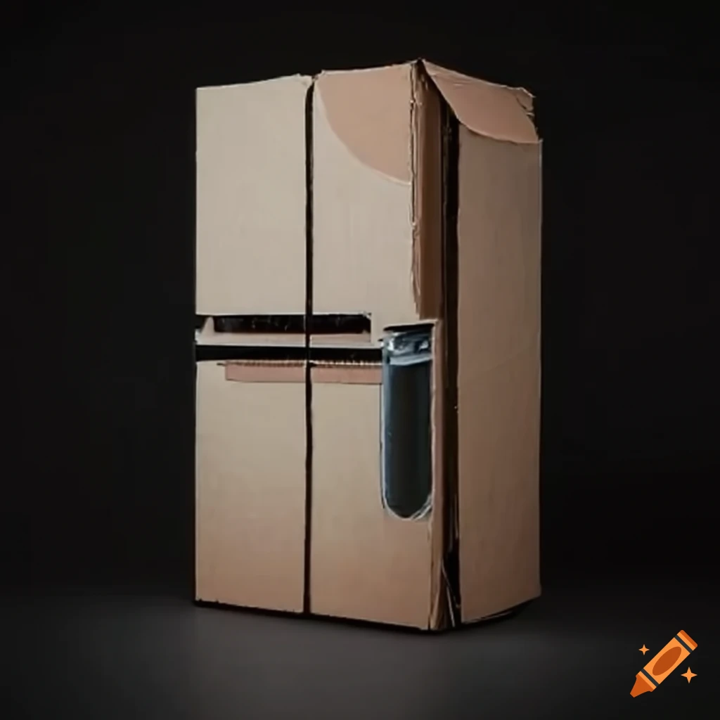 realistic cardboard pop-up of a fridge