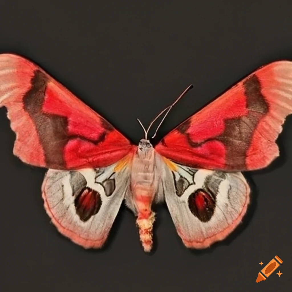 Humanoid rosy maple moth on Craiyon