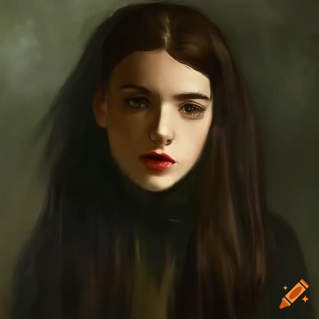 Portrait Of A Beautiful Brunette Woman In A Haunted House On Craiyon