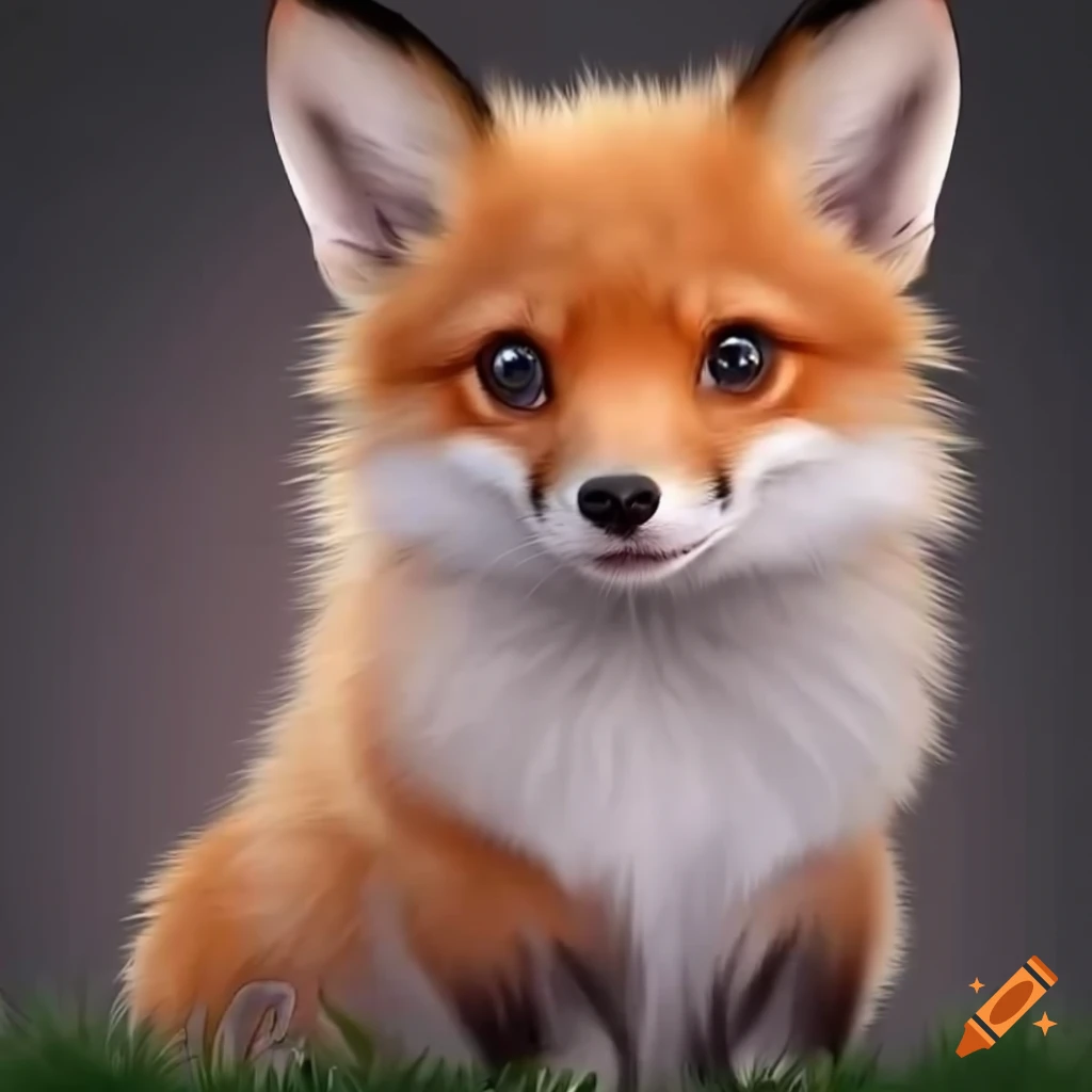 adorable chubby baby fox sitting happily