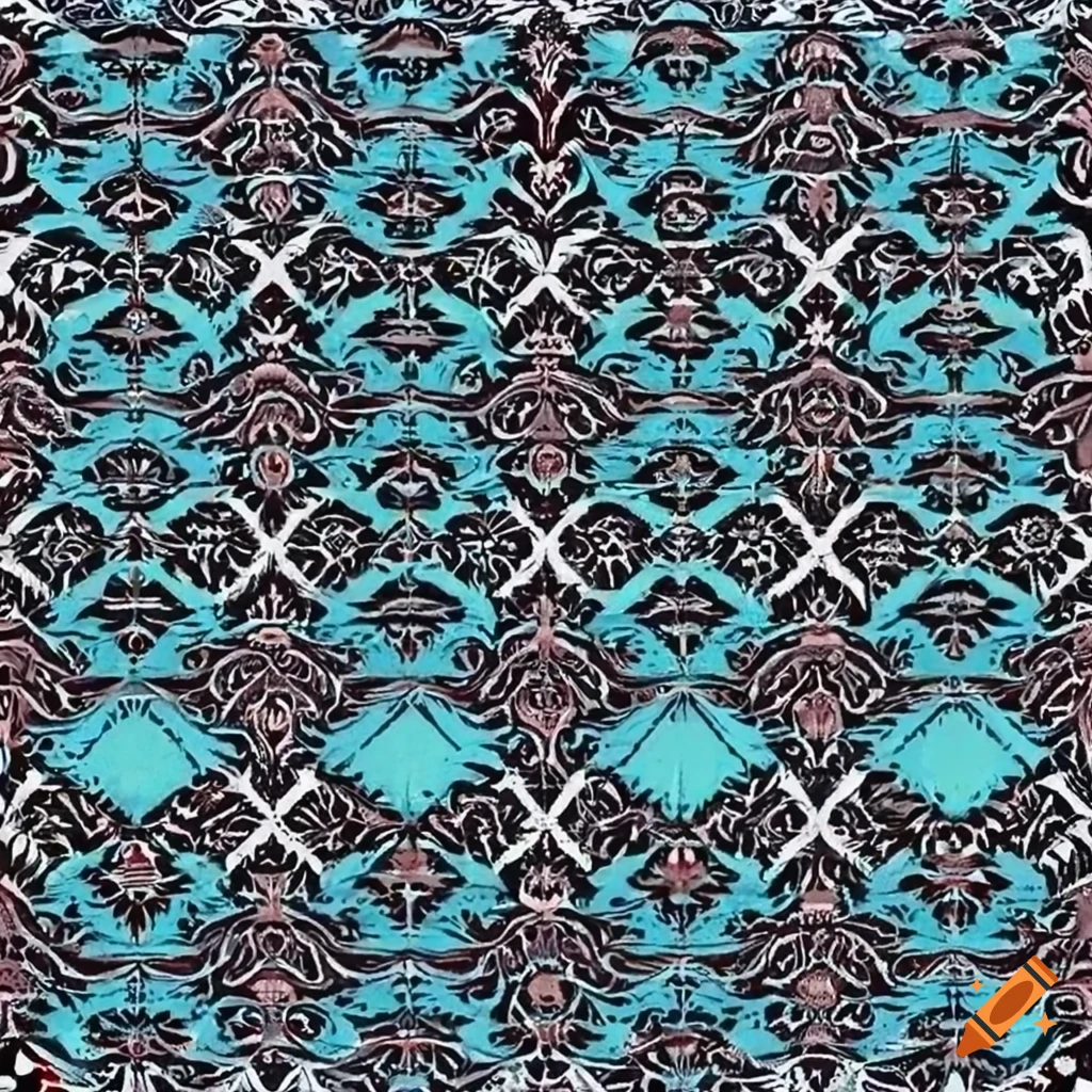Abstract black and blue pattern with native american undertones