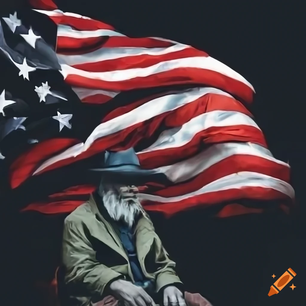 American Flag held by an elderly man