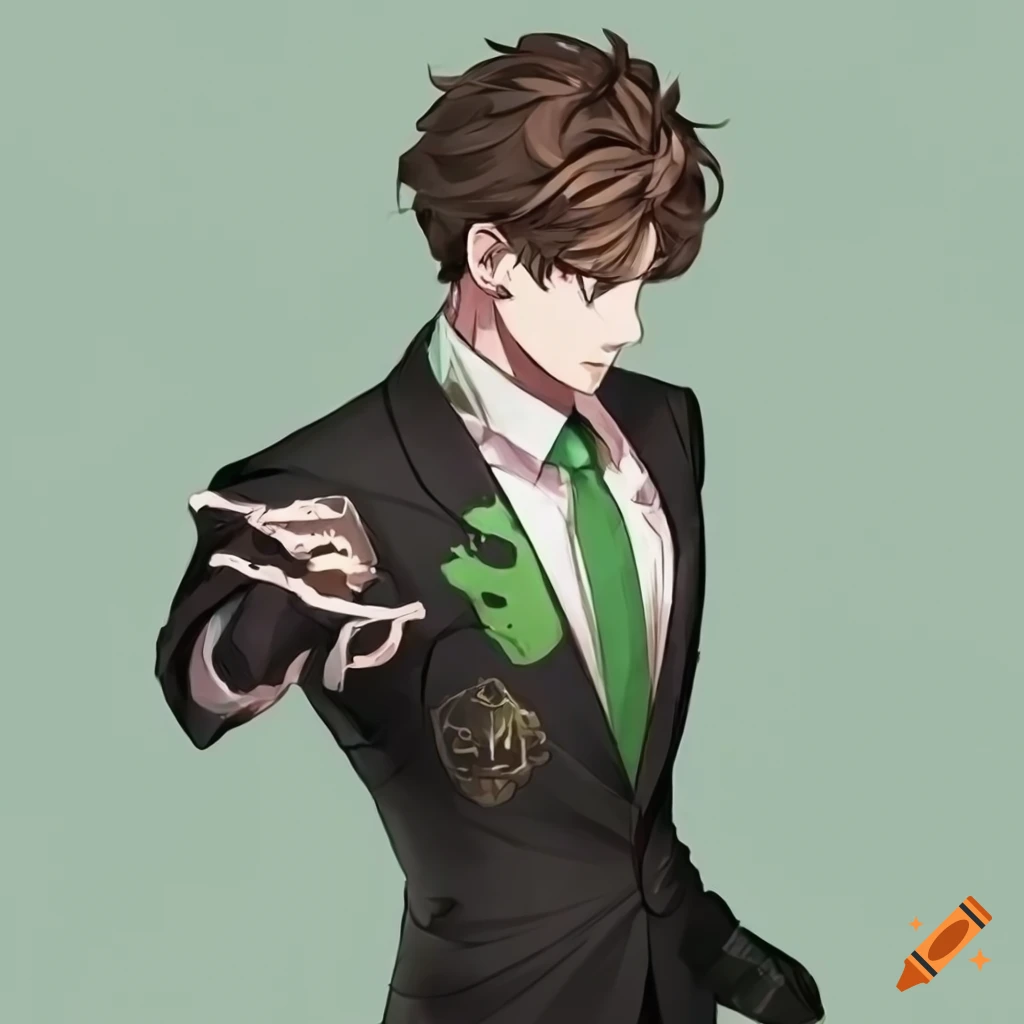 illustration of a manhwa character in a black suit