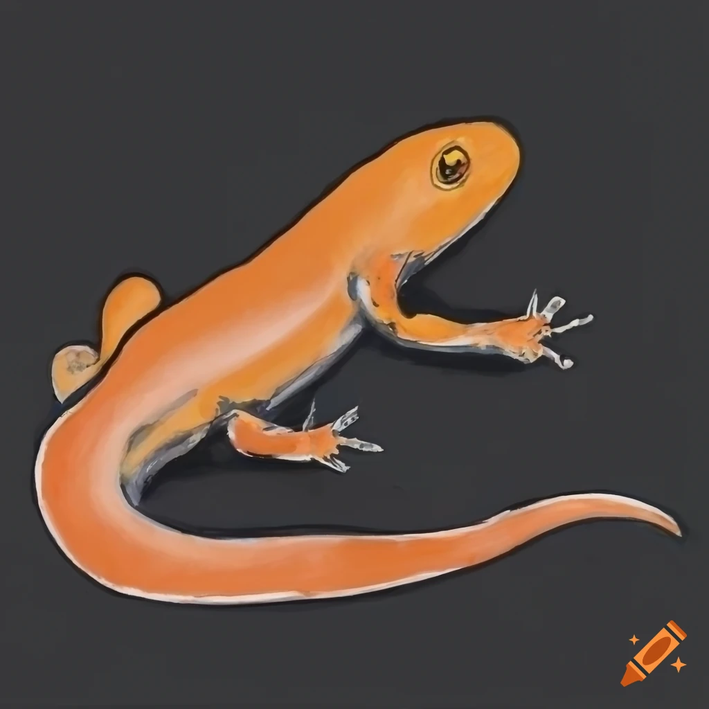 Charcoal drawing of a newt