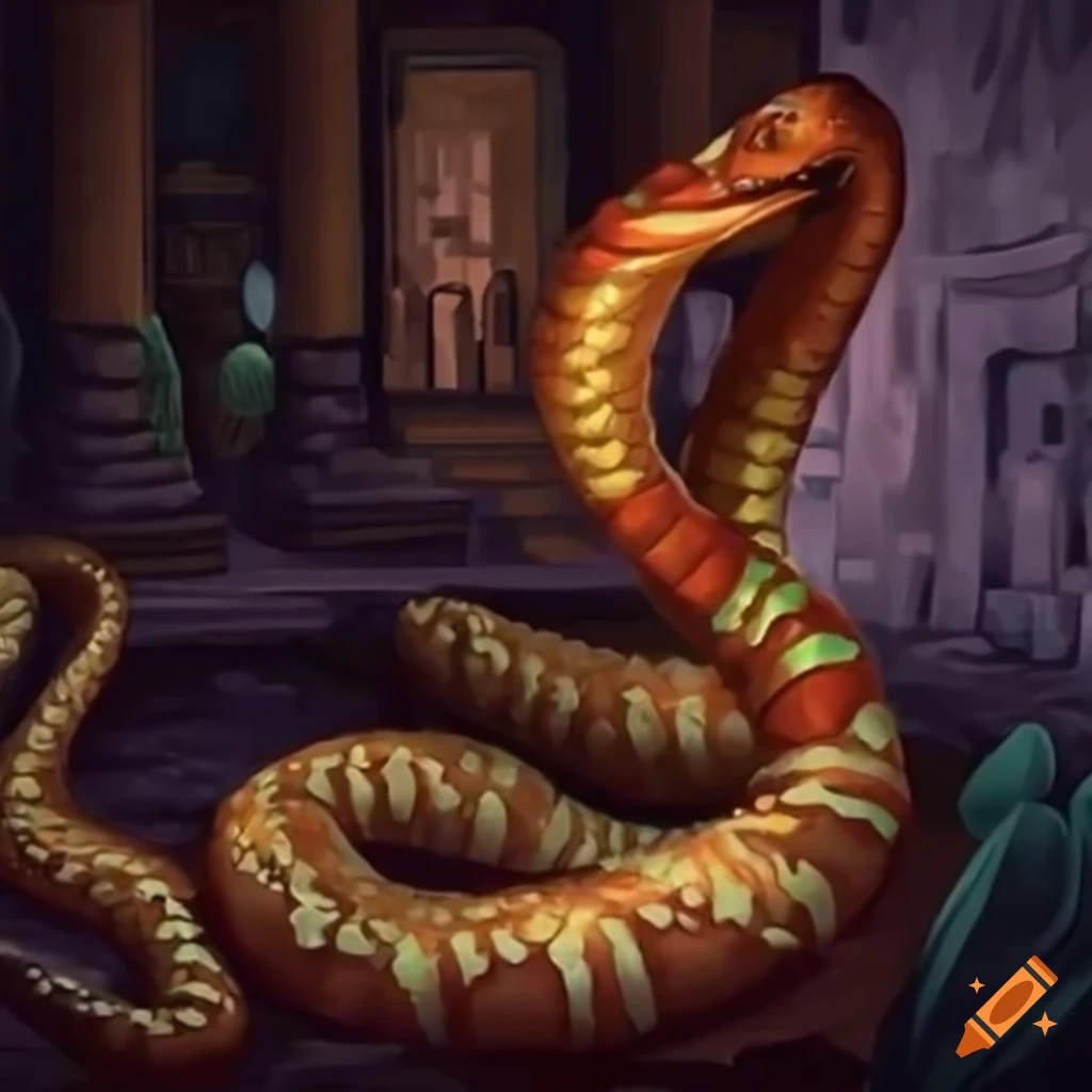 image of a treacherous snake in a temple