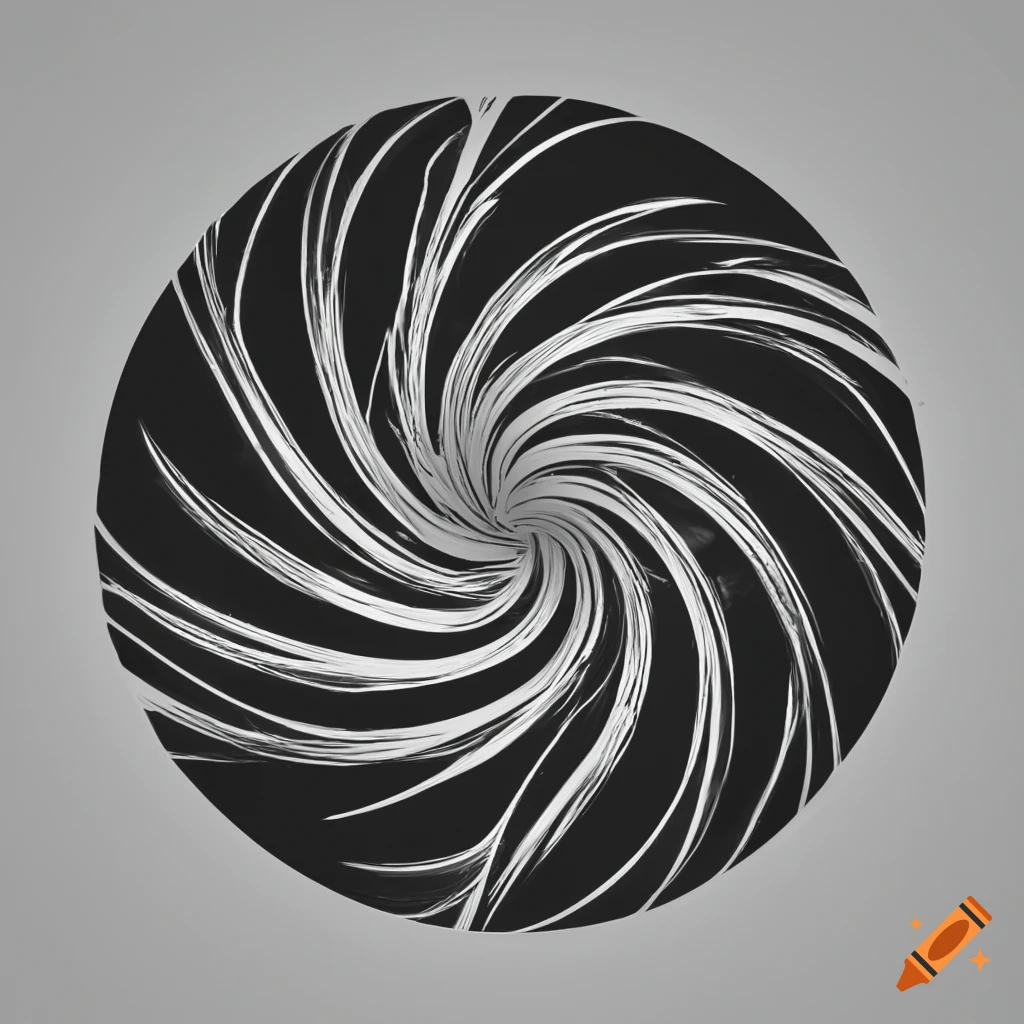 Minimalist white vortex logo on black background
