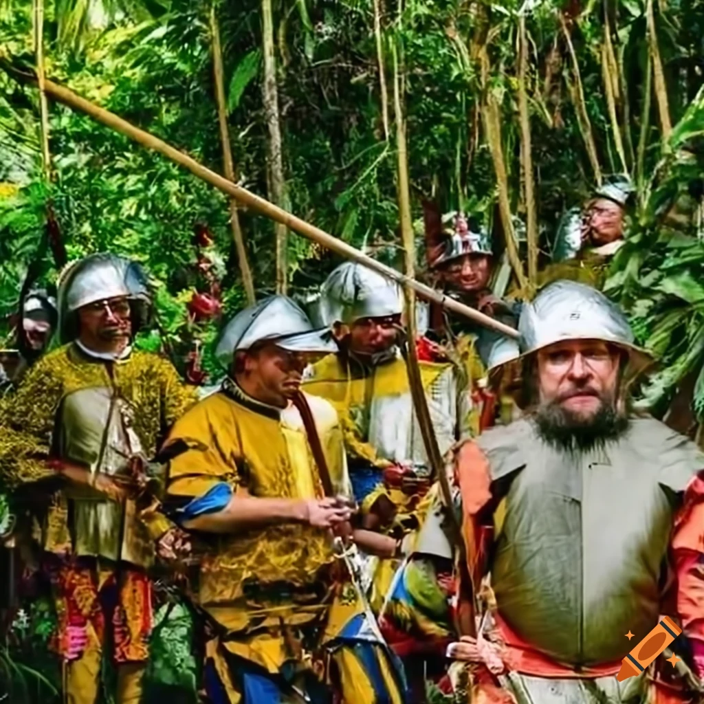 epic photo of Landsknecht soldiers in the Brazilian jungle