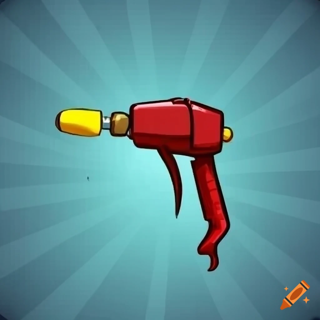 2D cartoon-style sprite of high-pressure water gun for car wash