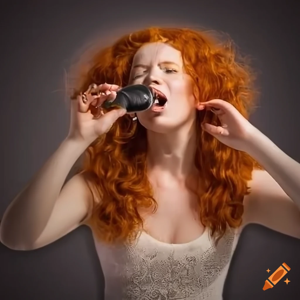Gingerhaired woman singing on Craiyon
