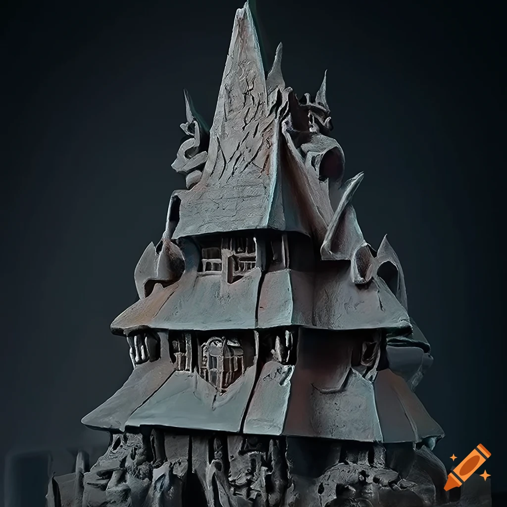 Wallmaster Zelda dungeon game sculpture with architectural stave carving style on ...