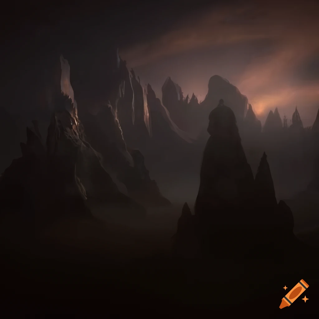 mysterious landscape with Lovecraftian elements