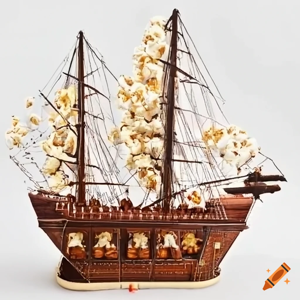 sailing ship with popcorn sails