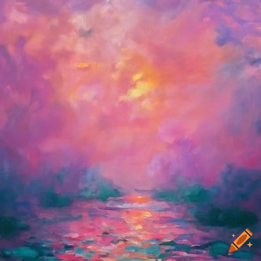 pink sky painting by Monet
