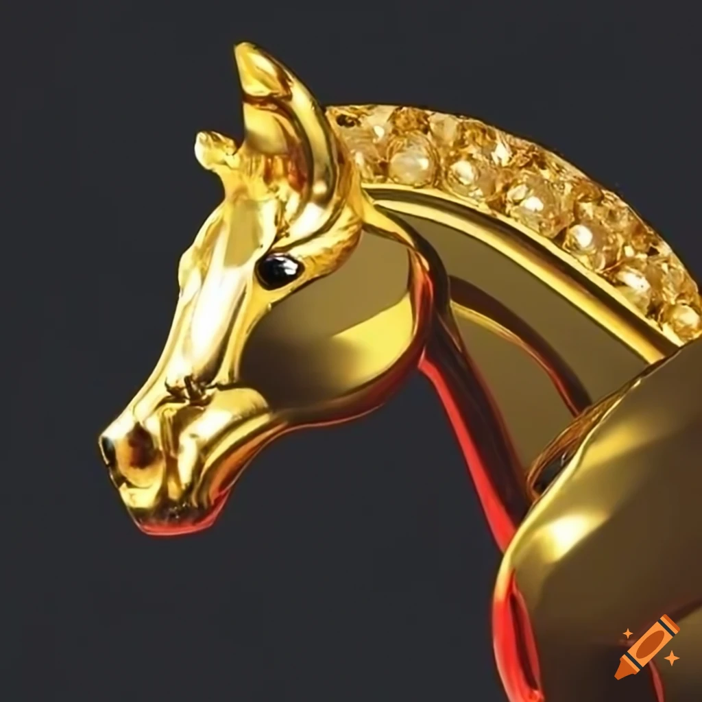 Golden crystal horse sculpture