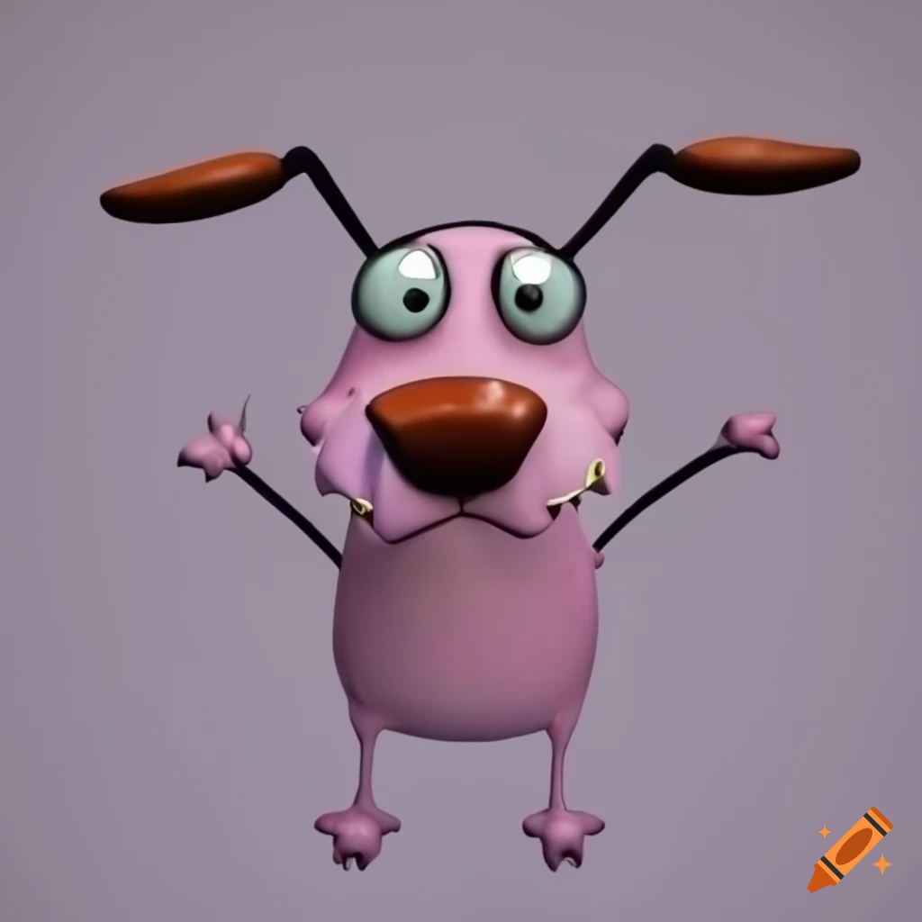 Courage the cowardly dog 3d model on Craiyon