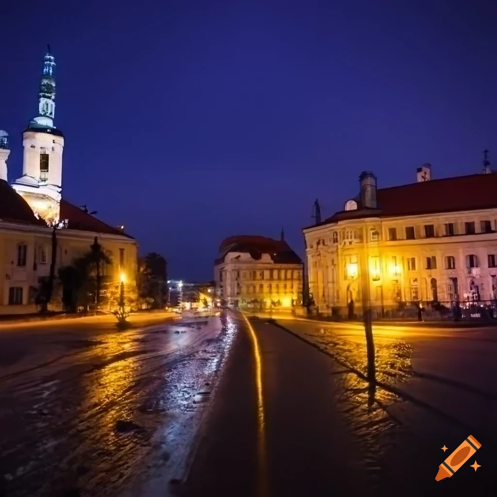 night view of Vilnius, Lithuania