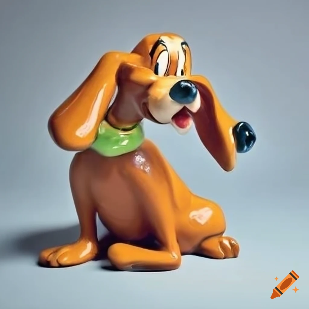 ceramic sculpture of a looney tunes dog playing with a stick