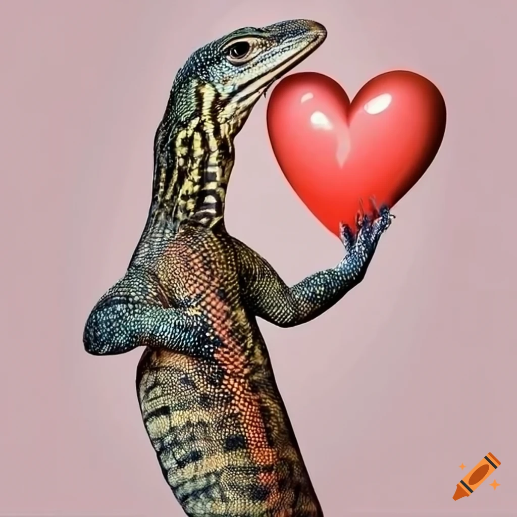 Artistic image of a monitor lizard with a heart on Craiyon