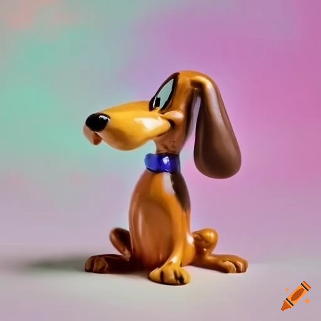 ceramic sculpture of a looney tunes dog playing with a stick