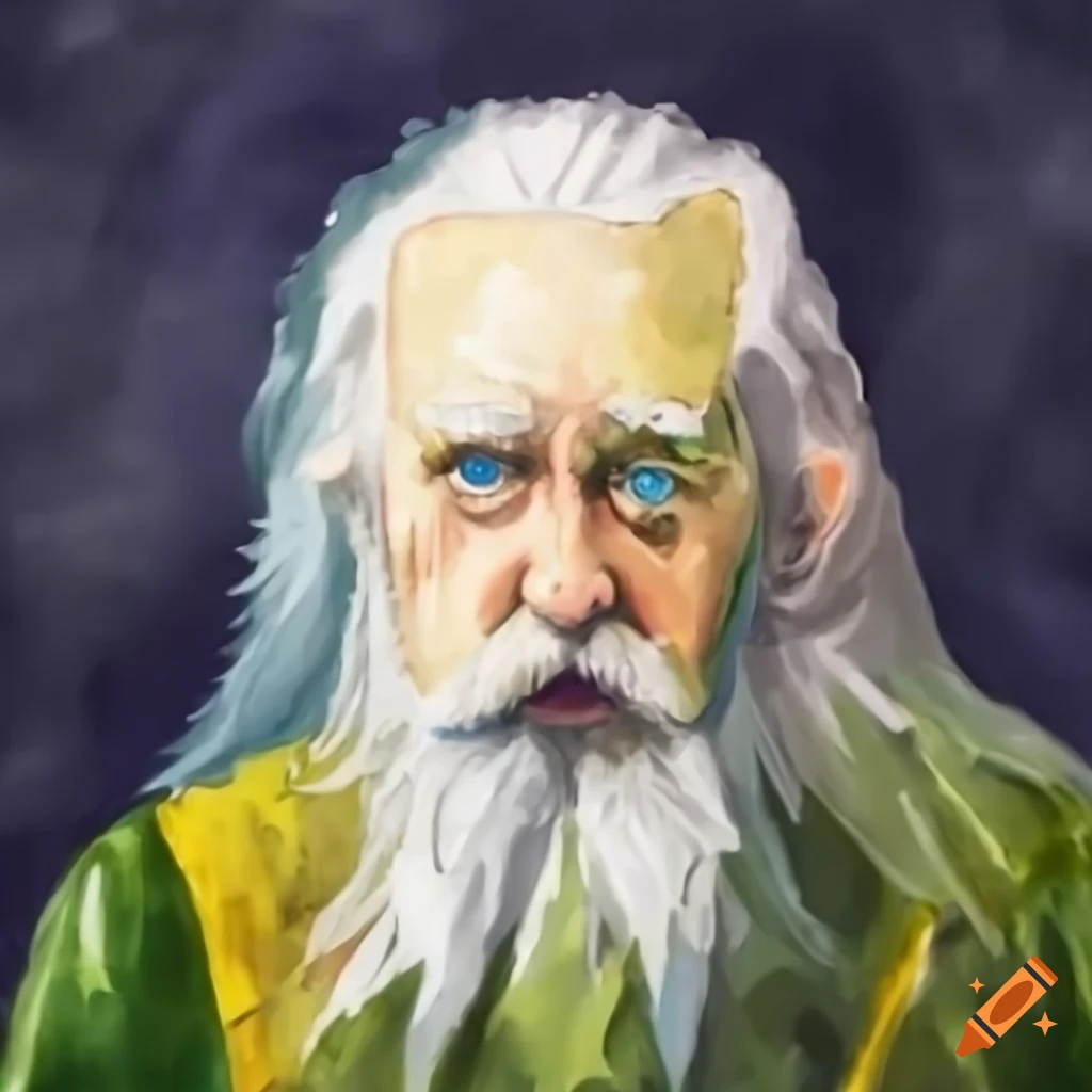 image of an old magician sitting on a throne