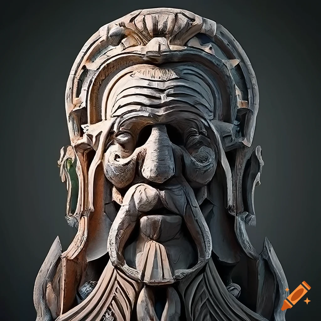 Detailed architectural stave carving sculpture