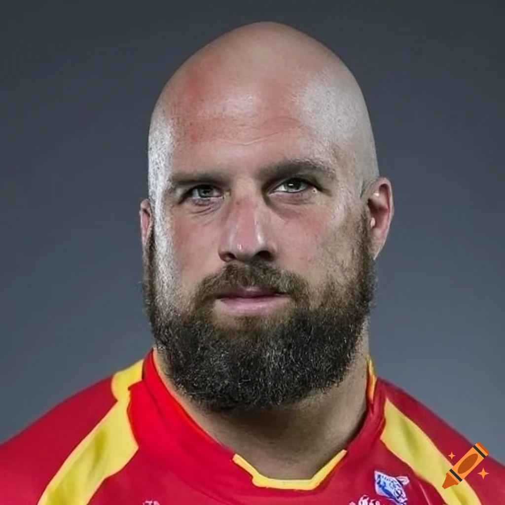 Portrait of a bearded rugby player