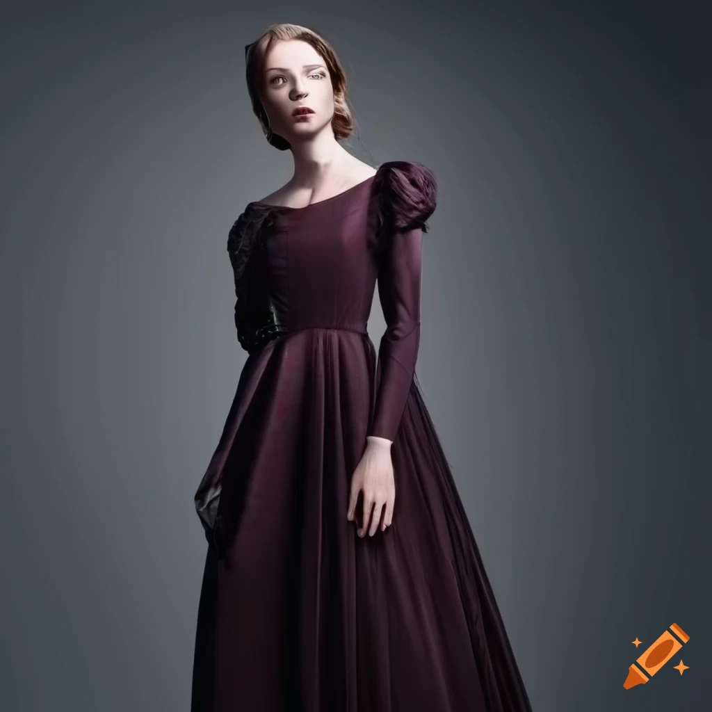 modern empire dress with long puff sleeves