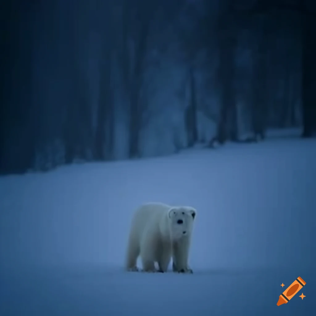 polar bear in a blizzard