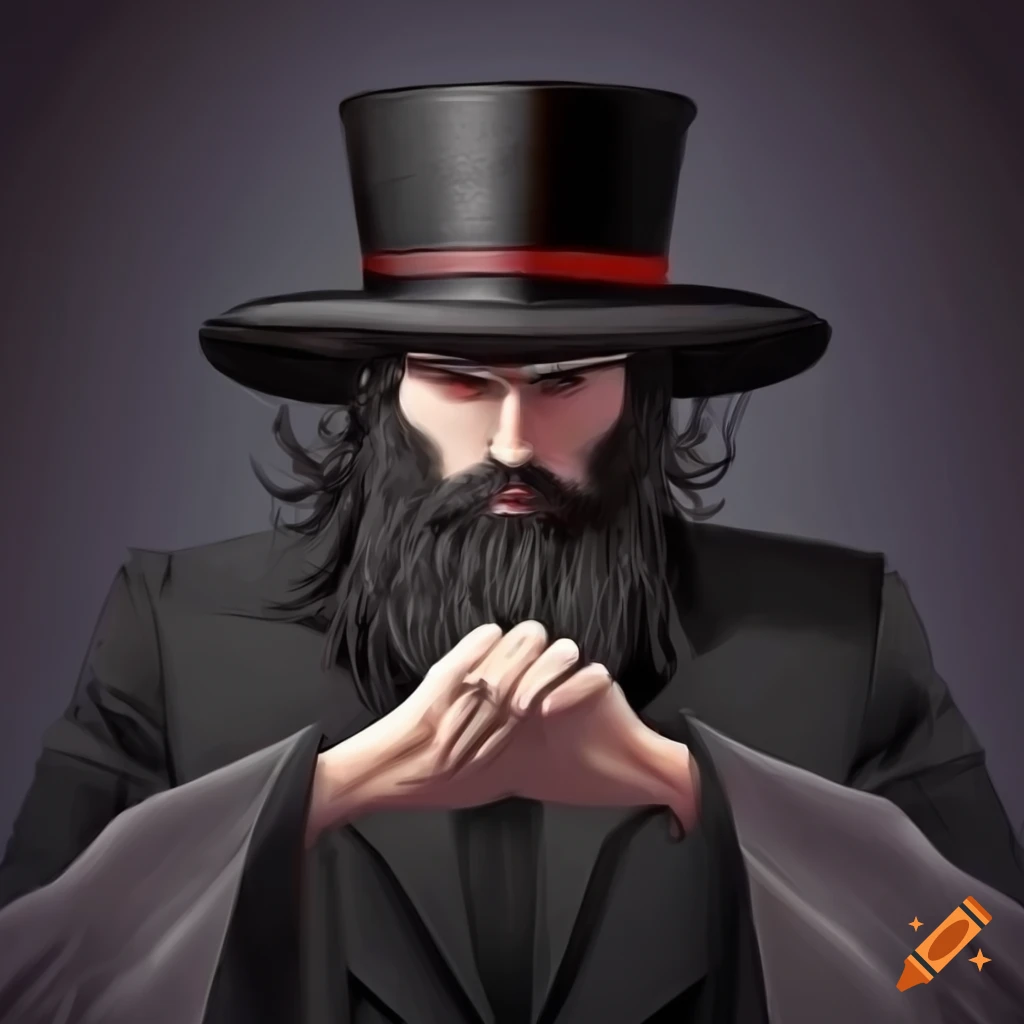image of a mysterious magician with black hair and beard