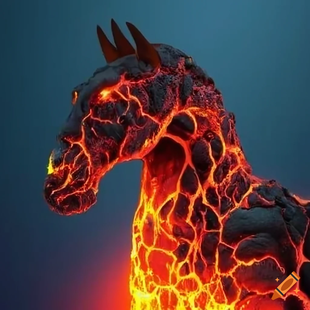 image of a mythical horse made of lava
