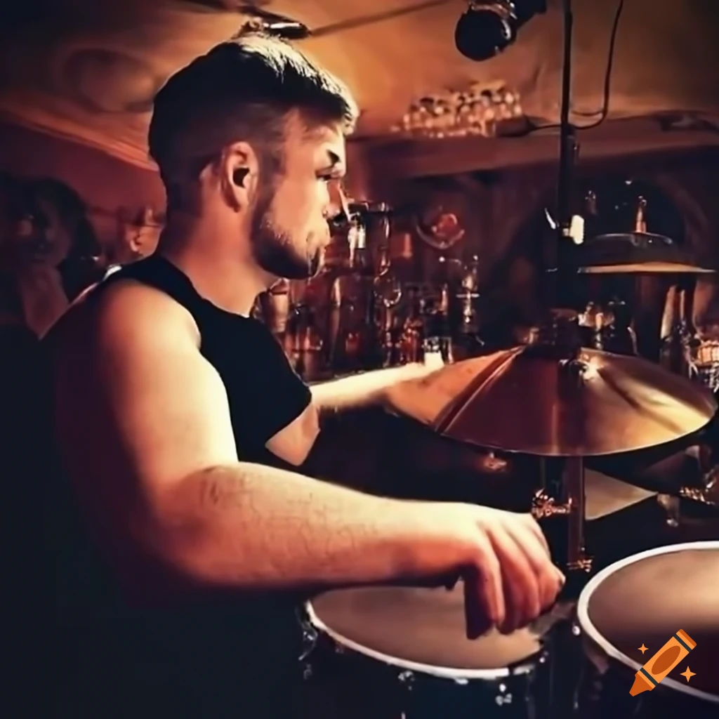 Man playing drums in an irish pub on Craiyon