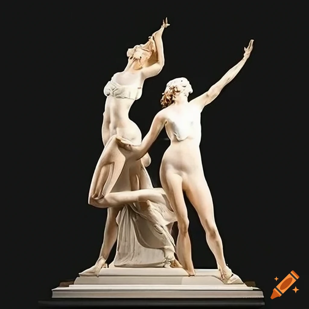 sculpture of three athletic women by Antonio Canova