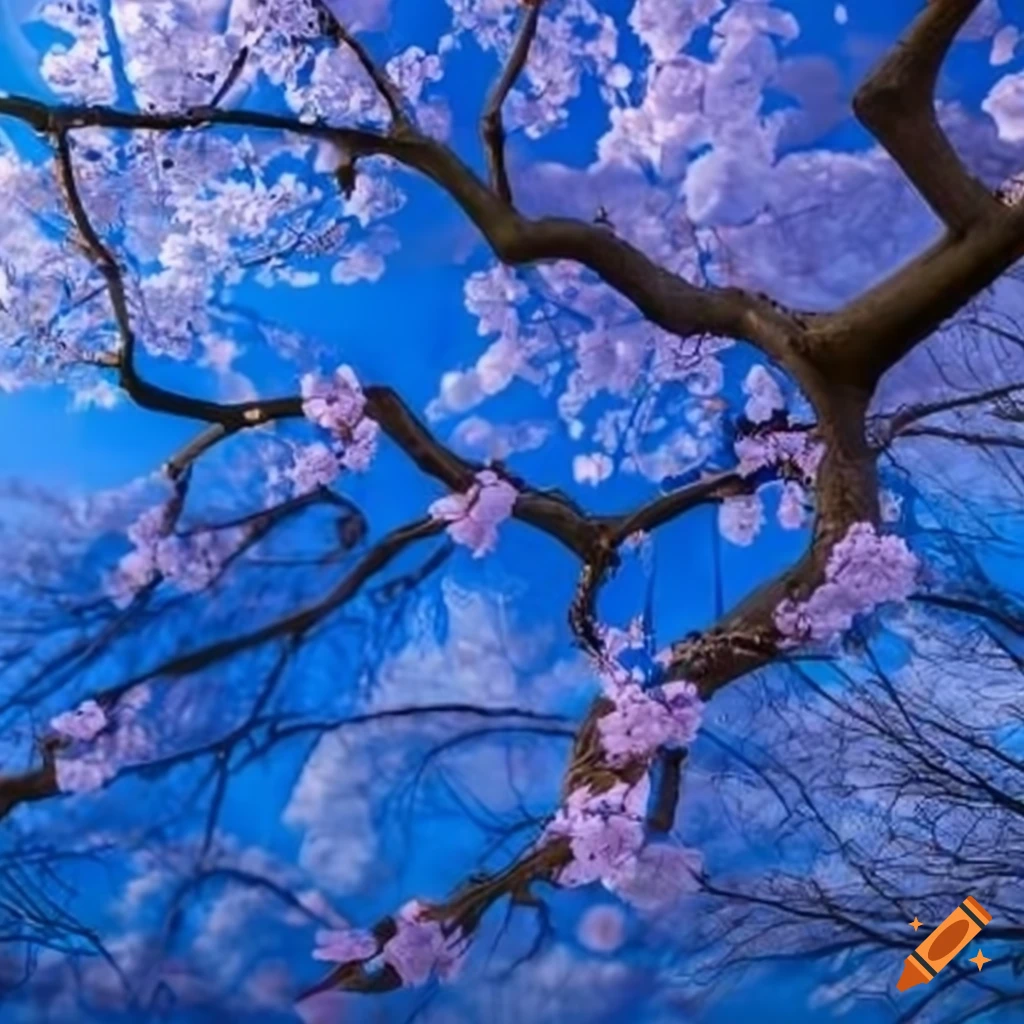 blue cherry blossom tree