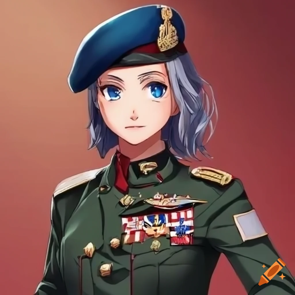 anime girl representing a French army general