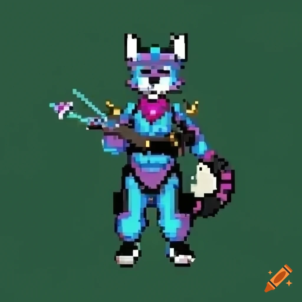 pixelart of a furry character in battle pose