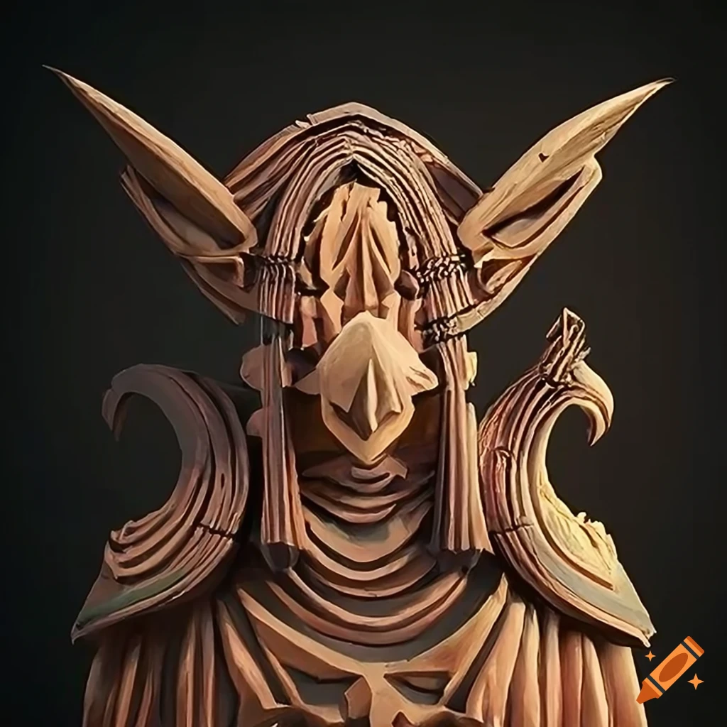 Stunning zelda game sculpture in architectural stave carving style on Craiyon