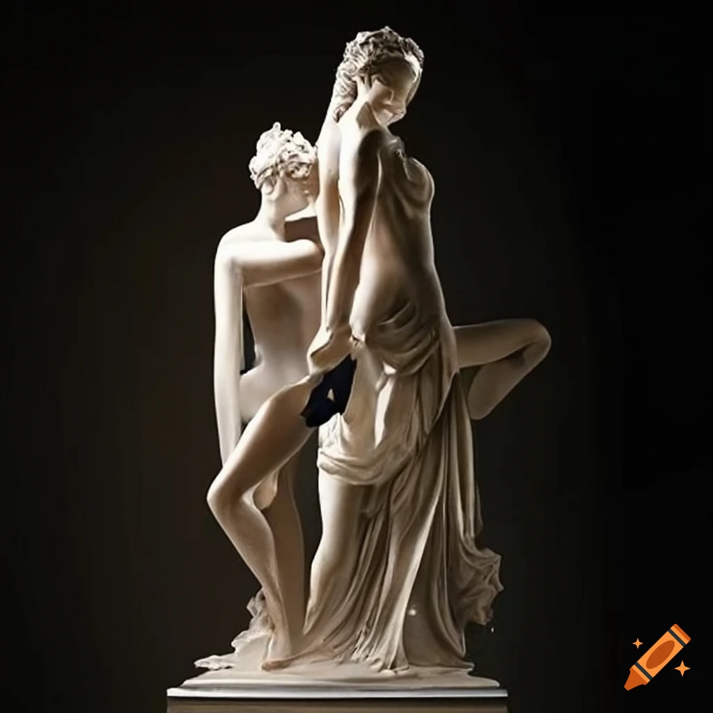 sculpture of three athletic women by Antonio Canova