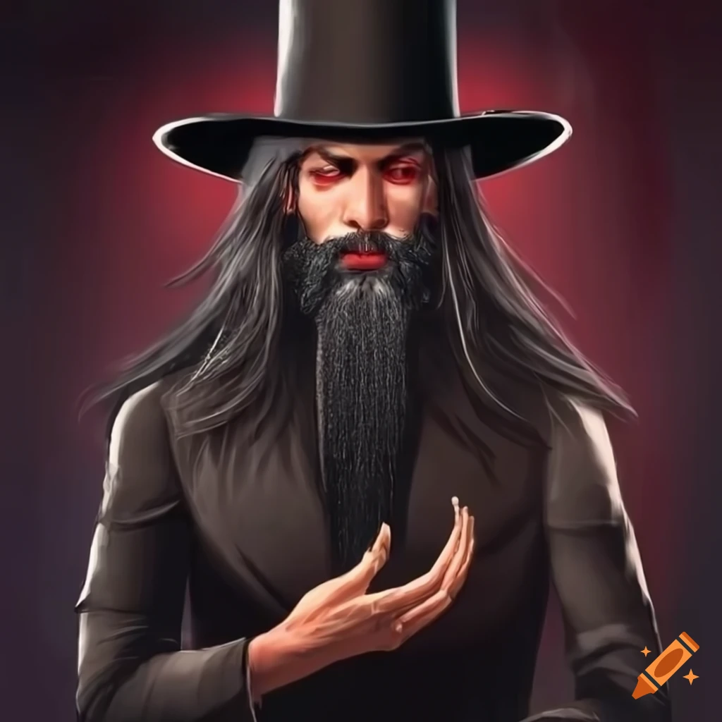 image of a mysterious magician with red eyes