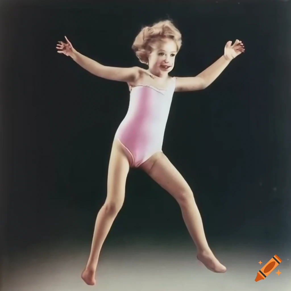 uplifting vintage swimsuit photo of a teenage girl jumping