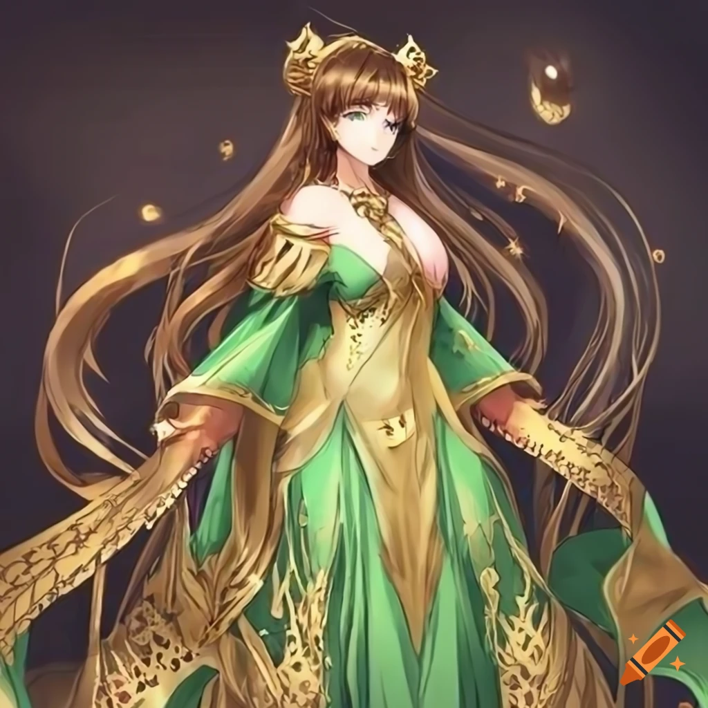 artwork of a woman in an imperial dress in a mystical forest