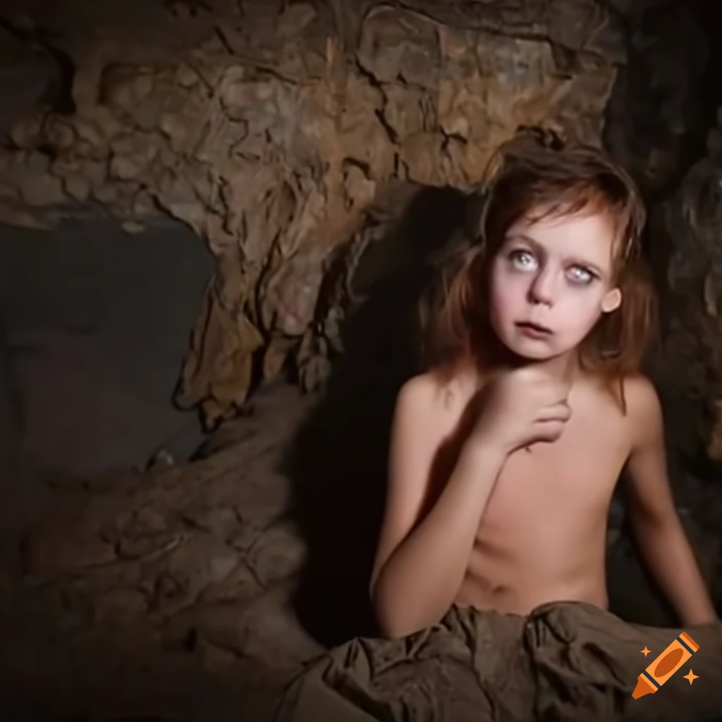 image of a scared girl trapped in a mine