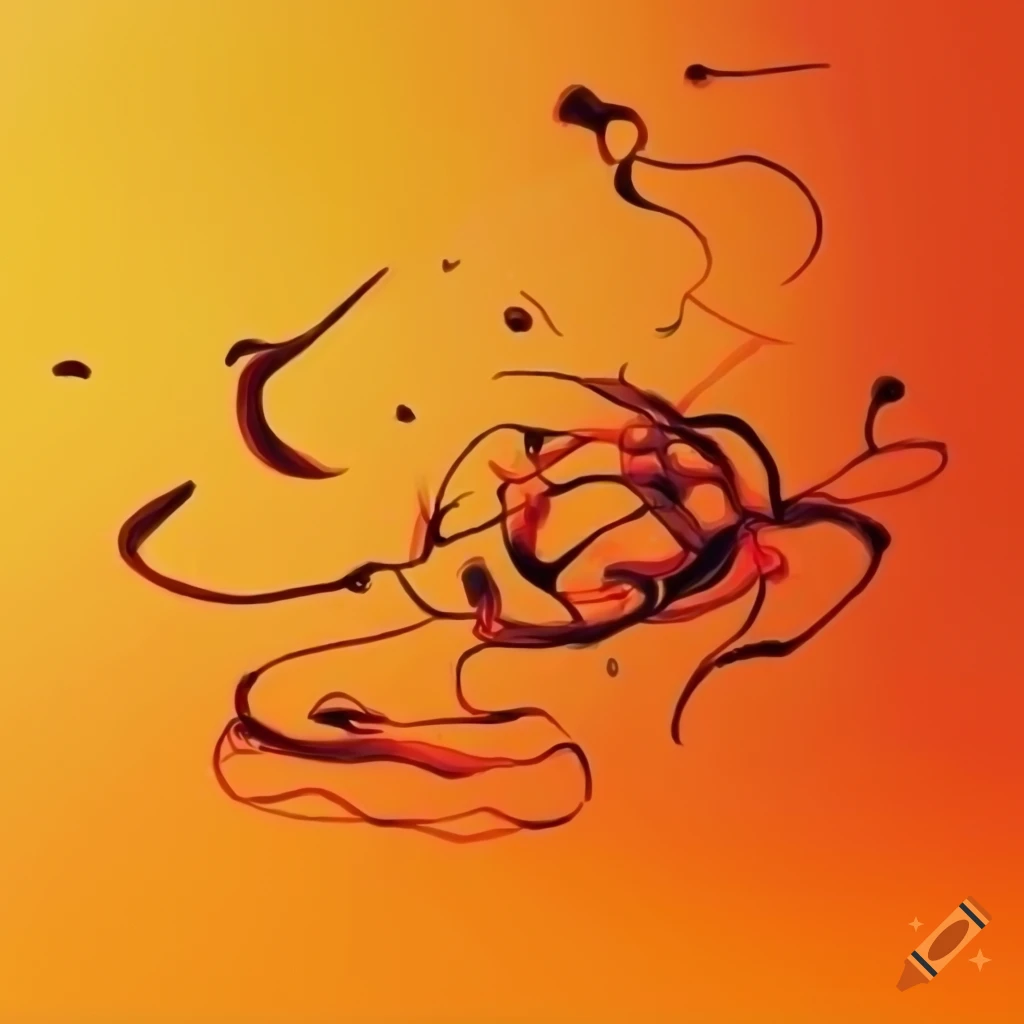 Collage Of Simple Drawings On Orange Background