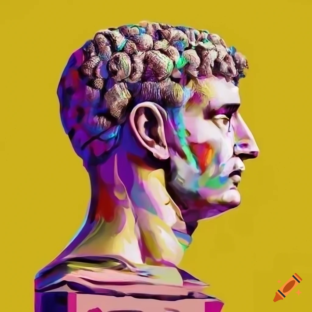 Colorful profile of augustus of primaporta on Craiyon