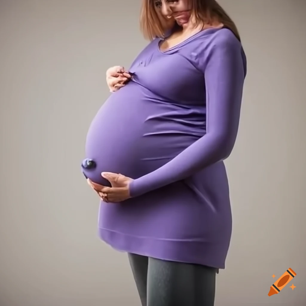 Pregnant couple standing together with visible bellies on Craiyon