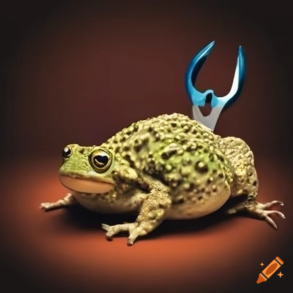 scissors and a toad