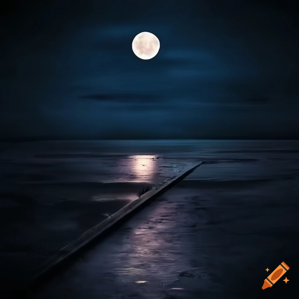 abstract cityscape under the moonlight