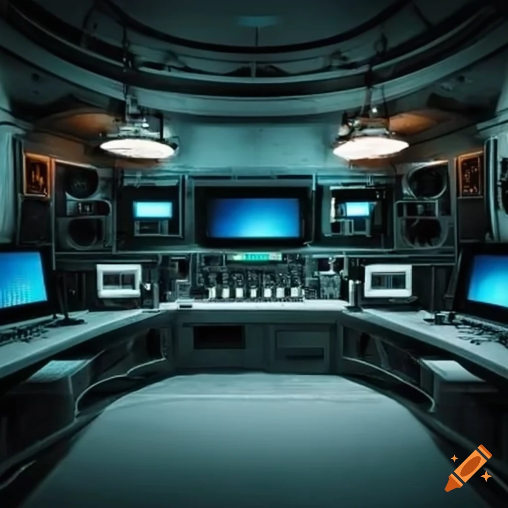 Secret basement control room with computer on Craiyon